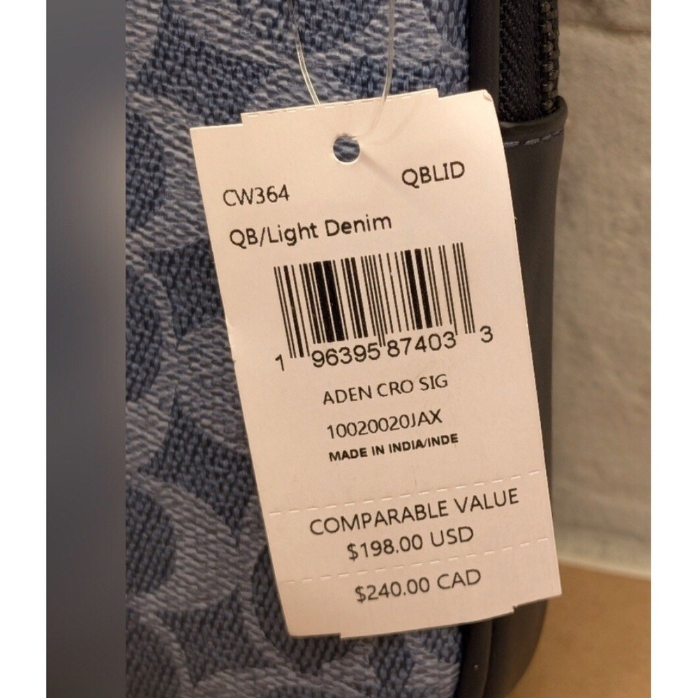 Coach Aden Crossbody Bag NWT Signature Canvas Blue Jacquard Leather Trim - Picture 13 of 13